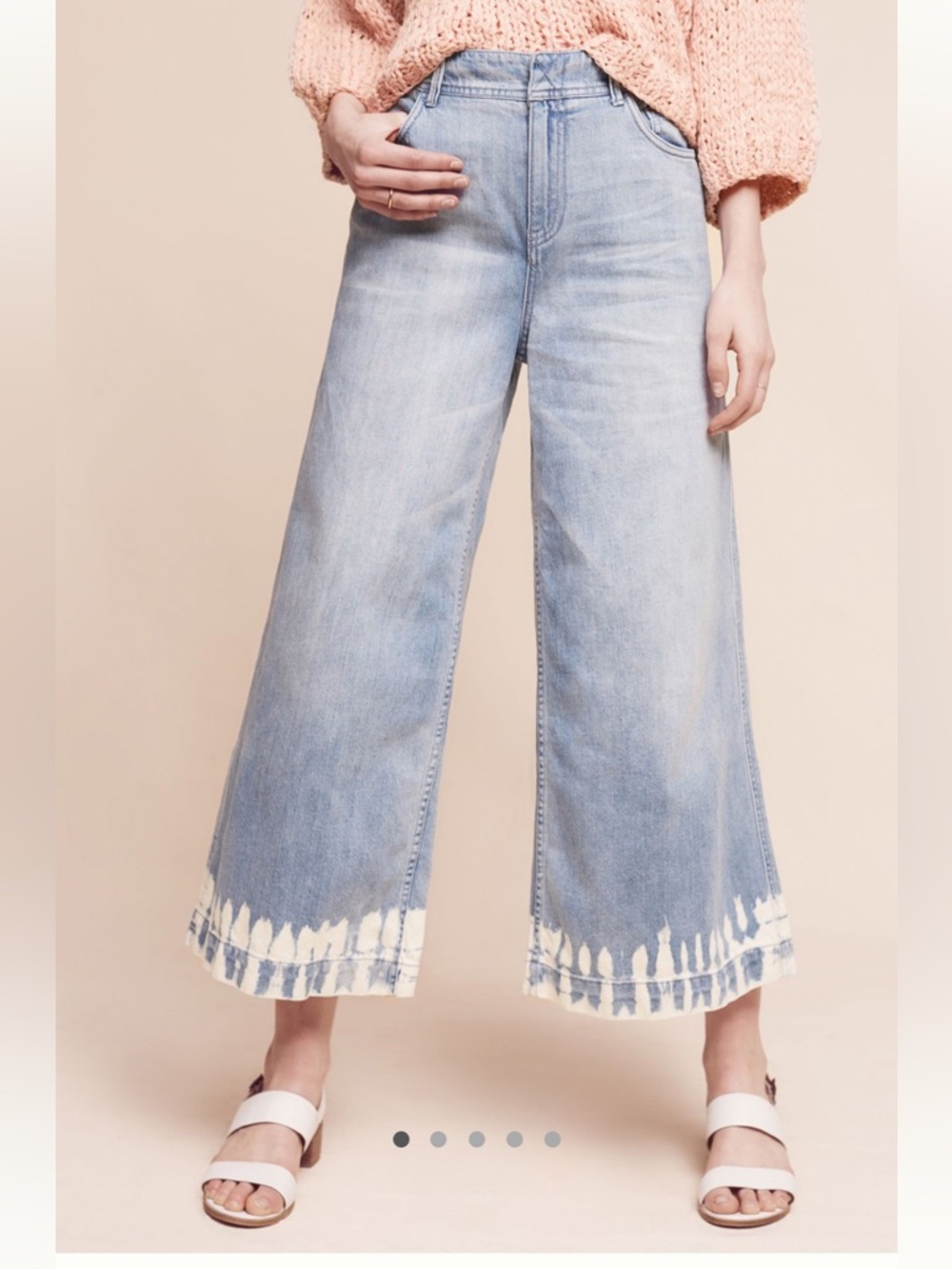 PILCRO Ultra High-Rise Bleached Hem Culottes